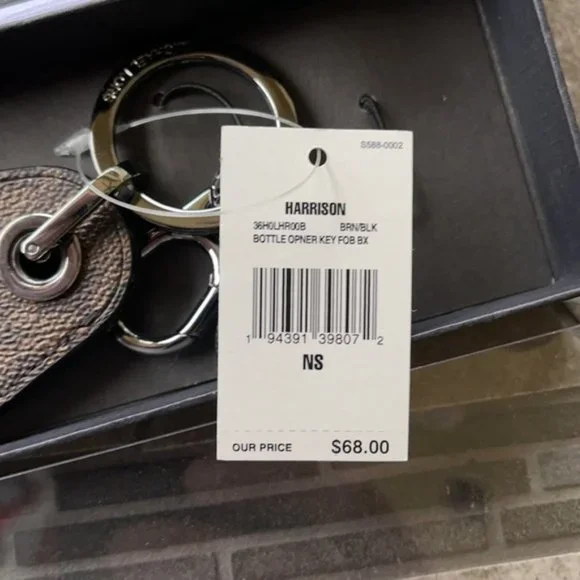 Harrison Signature Logo Bottle Opener Key Fob Brown/Black - Picture 7 of 9